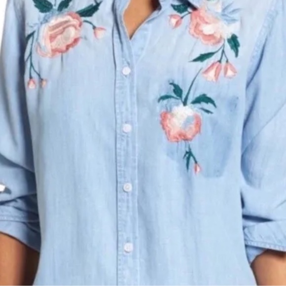 RAILS Chandler Vintage Wash Floral Embroidered Shirt Top Blouse Button Up Down - Picture 5 of 14